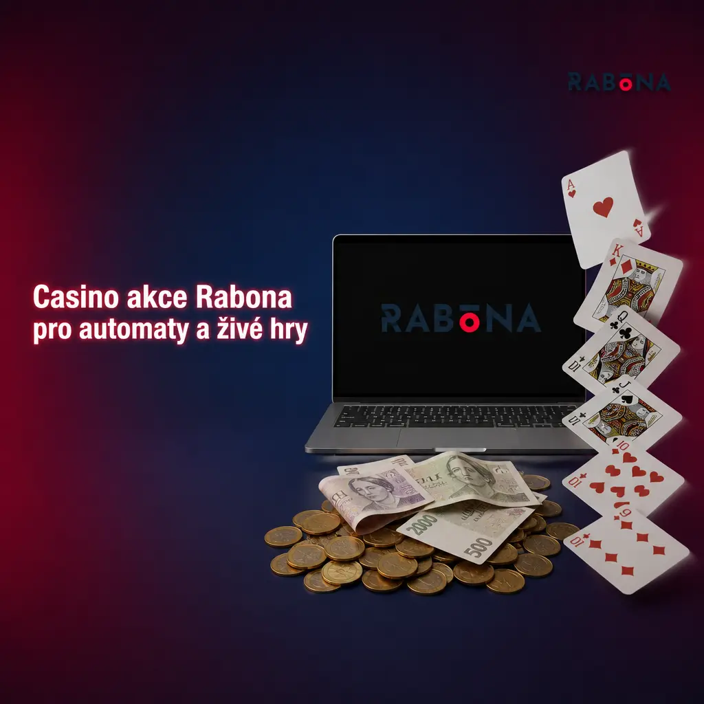 Casino akce Rabona: uvítací bonus 12 500 Kč, 200 volných zatočení pro automaty a živé hry