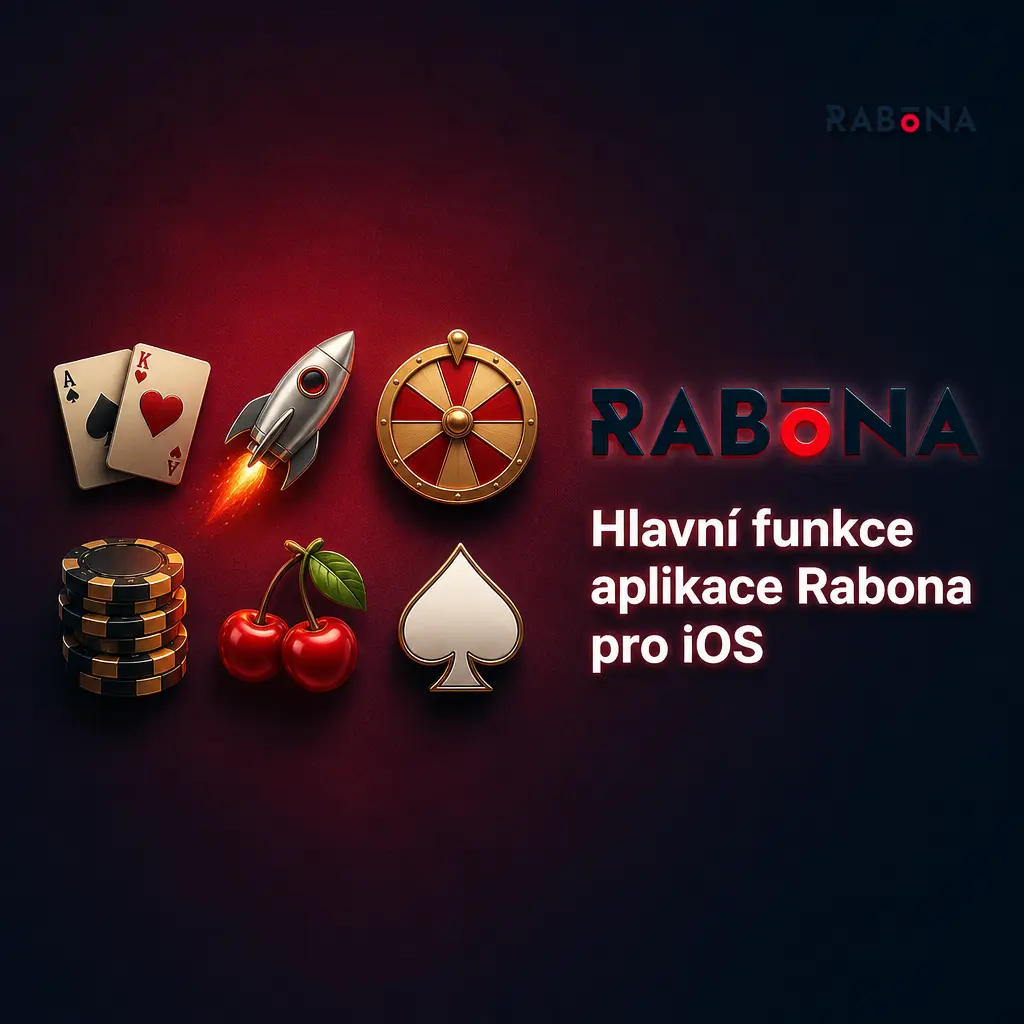 Hlavní funkce Rabona pro iOS: casino, sportovní sázky, CZK pokladna, bonusy a ikona na ploše iPhonu