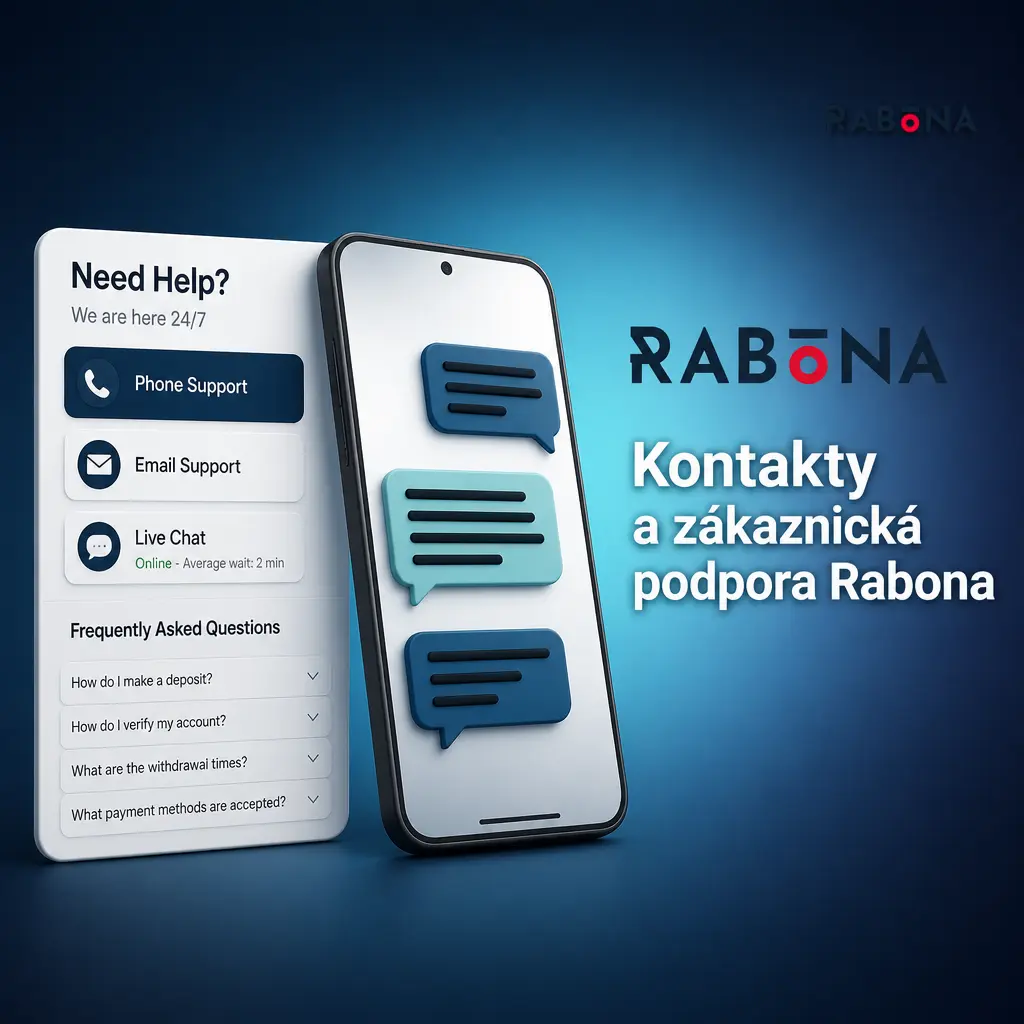 Kontakty na podporu Rabona: živý chat 24/7, e-mail a údaje pro platby, bonusy a ověření účtu