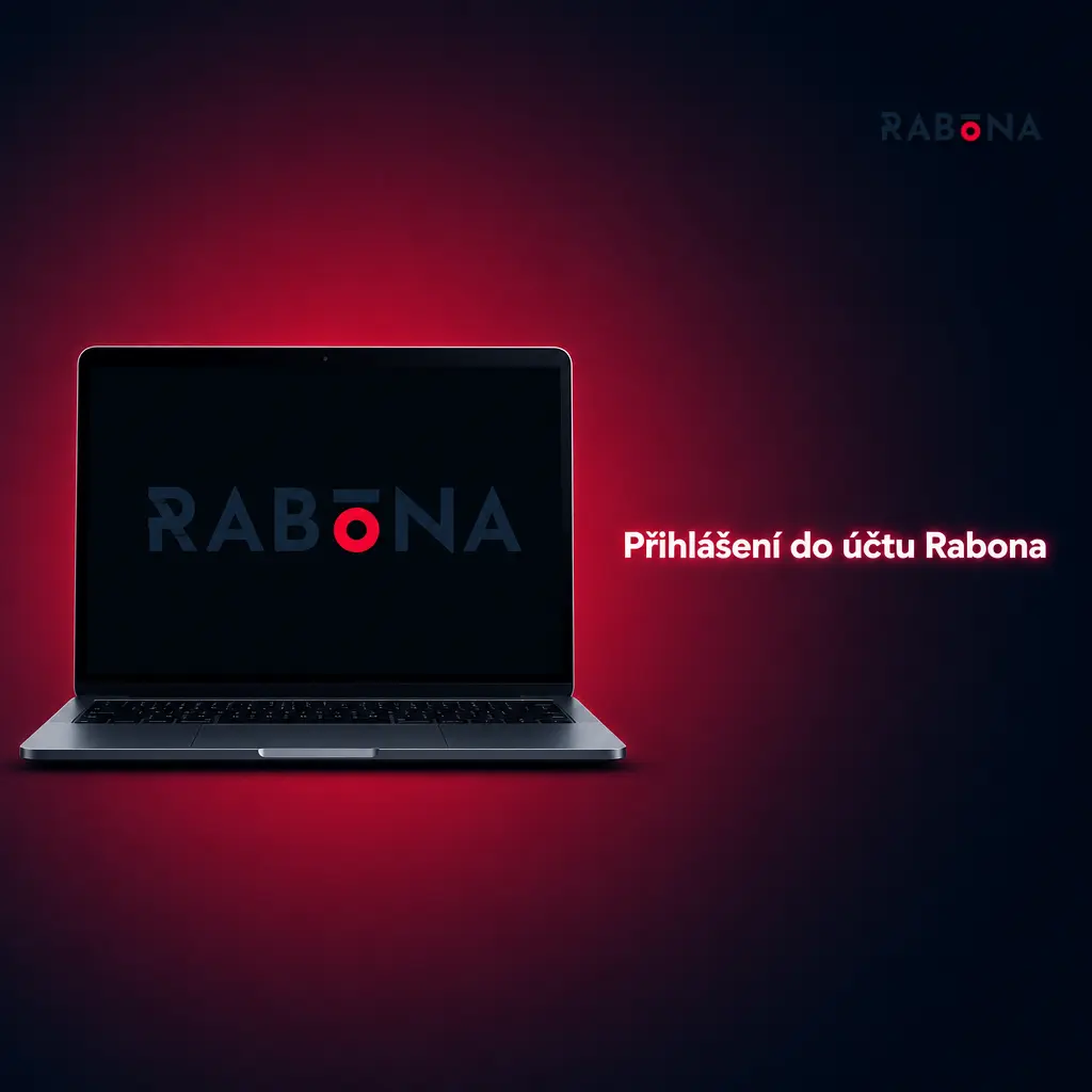 Přihlašovací obrazovka Rabona s poli pro e-mail nebo telefon, heslo a přístup k účtu