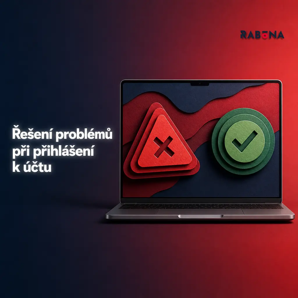 Tabulka řešení problémů s přihlášením k účtu Rabona: heslo, email, ověření, zařízení a prohlížeč