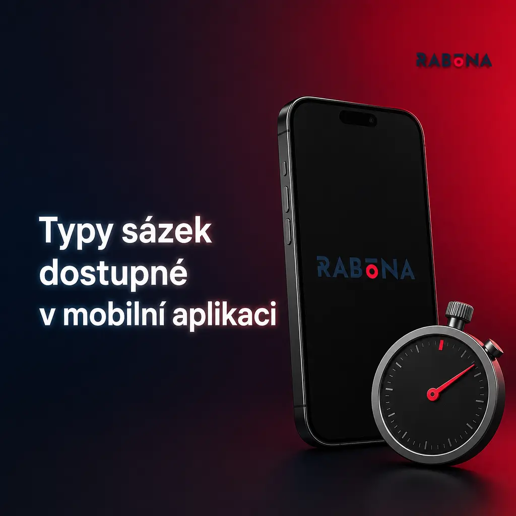 Přehled typů sázek v mobilní aplikaci: jednoduchá sázka, kombinace, živá sázka, handicap a více/méně